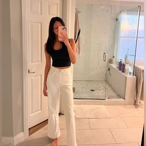 Zara white wide leg jeans